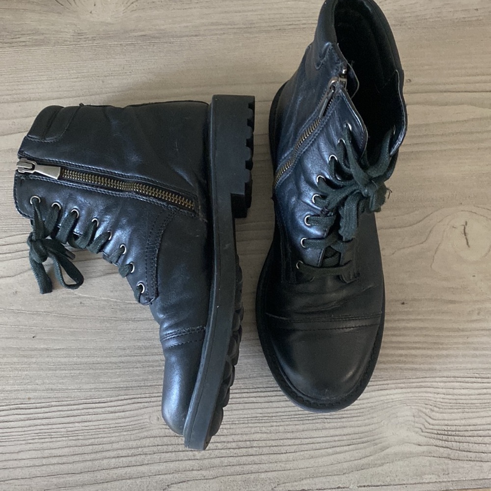 BP Black Genuine Leather Combat Boots